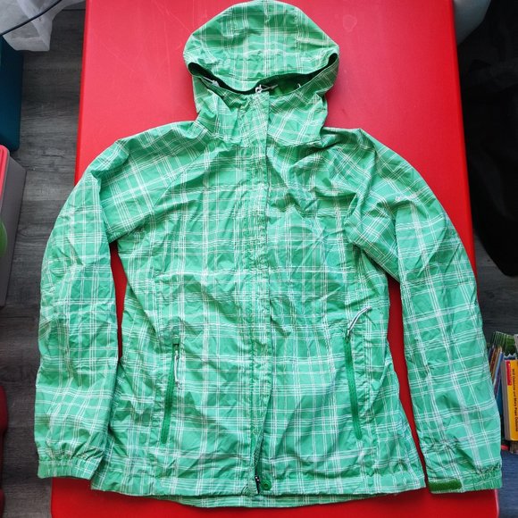 Columbia Omni-shield windbreaker light coat jacket green plaid women's size M - Picture 1 of 9